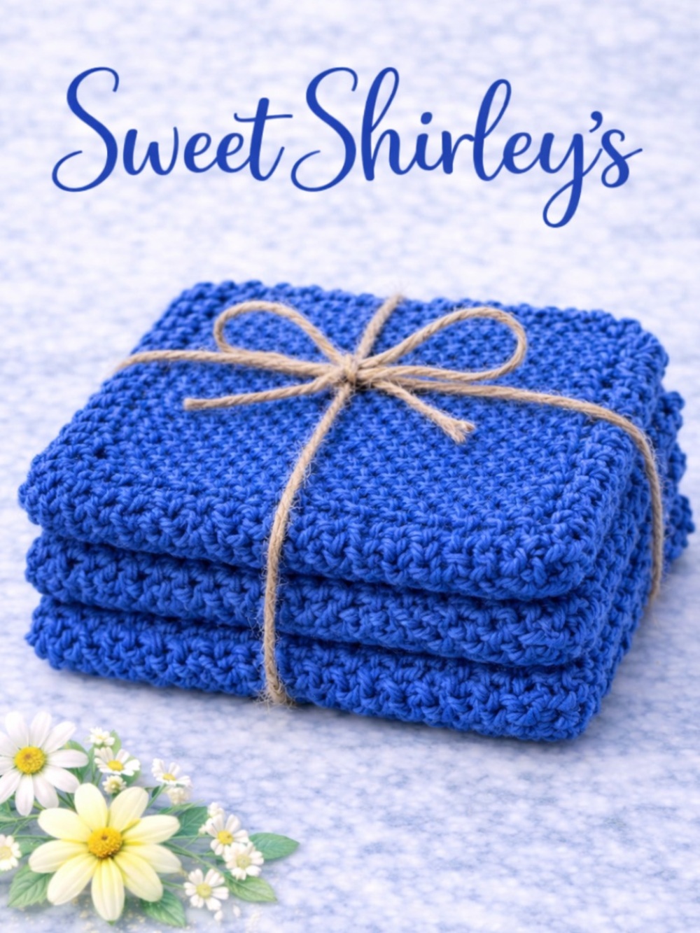 Bundle of 3 “Electric Blue” Sweet Shirley Dishcloths